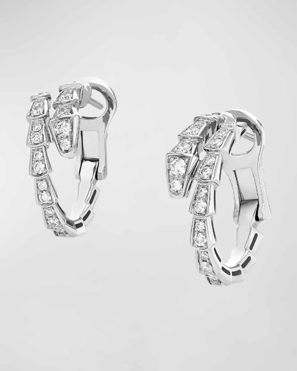 18K White Gold Serpenti Viper Pave Diamond Earrings